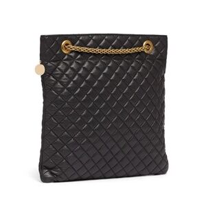 Clare V Black Quilted Shoulder Bag with Gold Chain